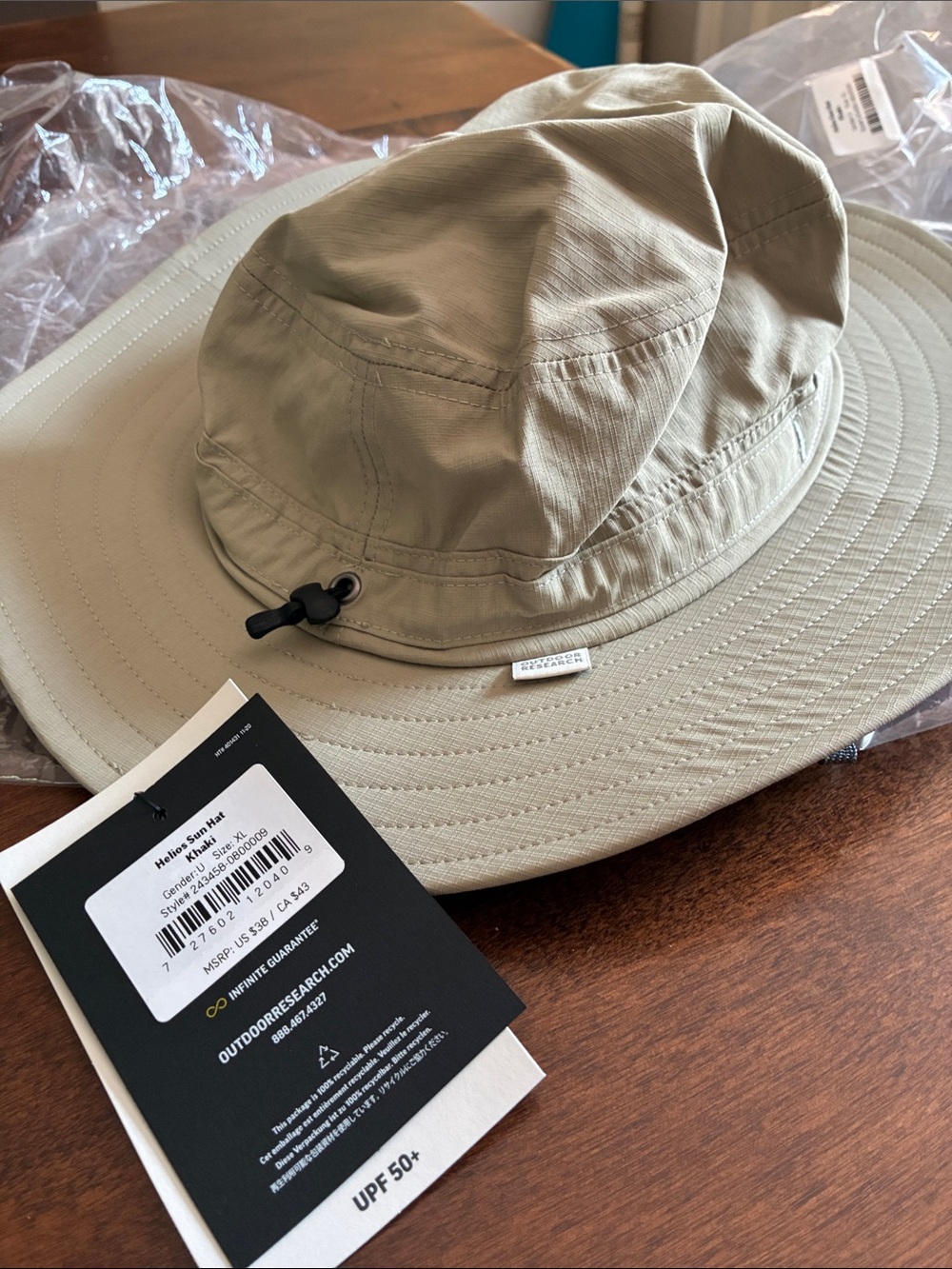 NEW OUTDOOR RESEARCH unisex Helios sun hat in khaki XL